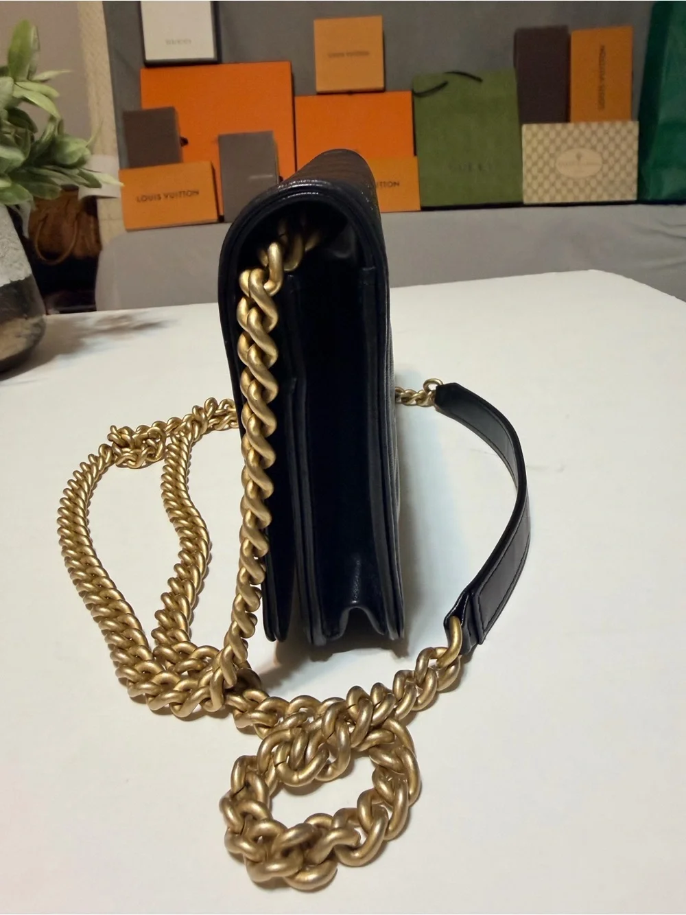 Quilted boy wallet on chain